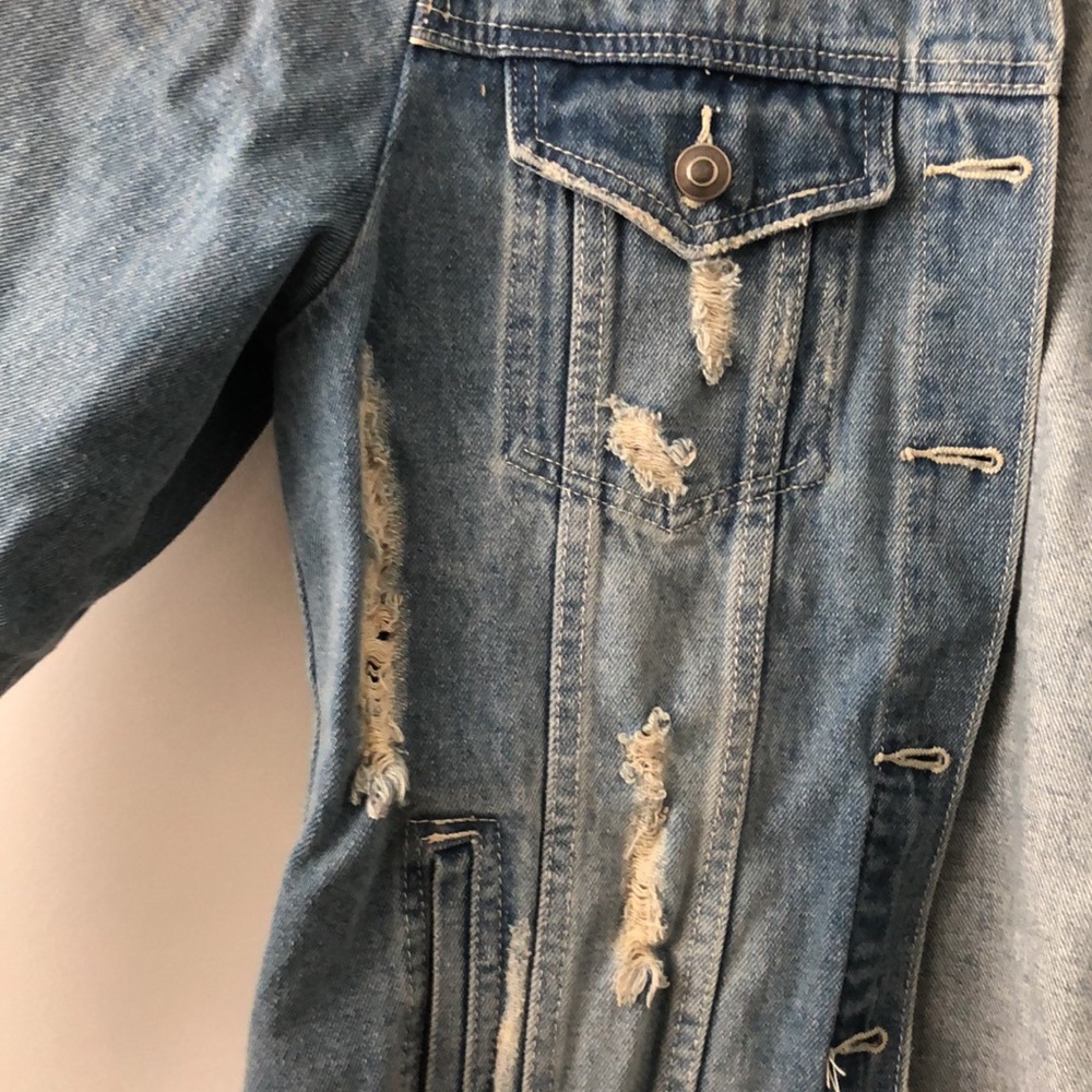 Medium Oversized Ripped Jean Jacket - Picture 2 of 4